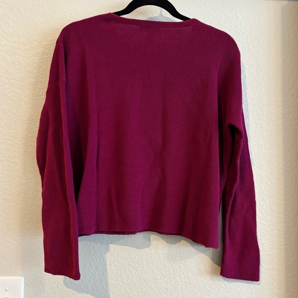 ❗️FINAL❗️Eileen Fisher Berry Sweater V-Neck XS Organic Cotton - Picture 2 of 5
